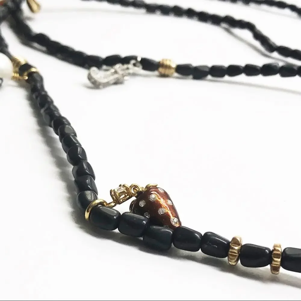 Juicy Couture Vintage Black Beaded Charm Necklace